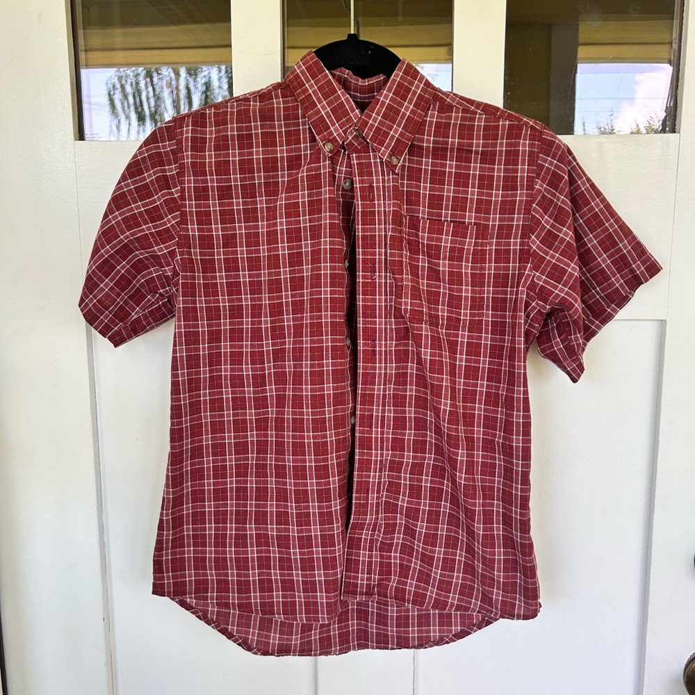 Wrangler Kids Red Plaid Button Down Shirt
